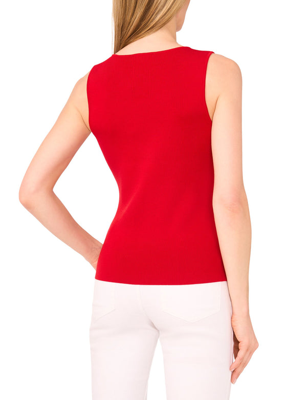 SLEEVELESS V-NECK TOP | RED