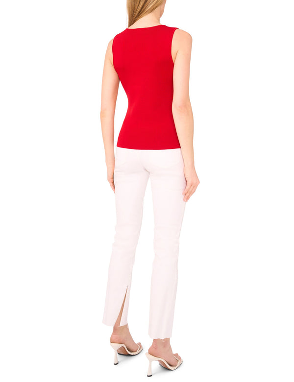 SLEEVELESS V-NECK TOP | RED
