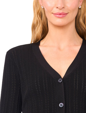 V-NECK CROP CARDIGAN WITH RIB | BLACK