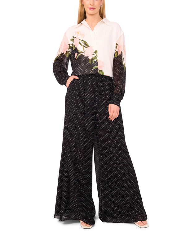 WIDE LEG TUCK PANT | BLACK