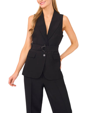 HALTER BUTTONED VEST | BLACK