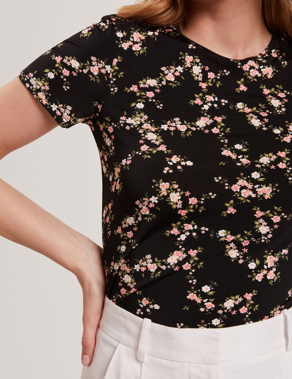 ALLOVER FLORAL T-SHIRT | BLACK