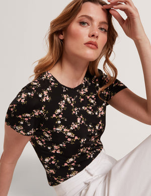 ALLOVER FLORAL T-SHIRT | BLACK