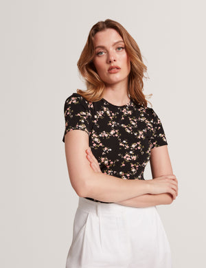 ALLOVER FLORAL T-SHIRT | BLACK