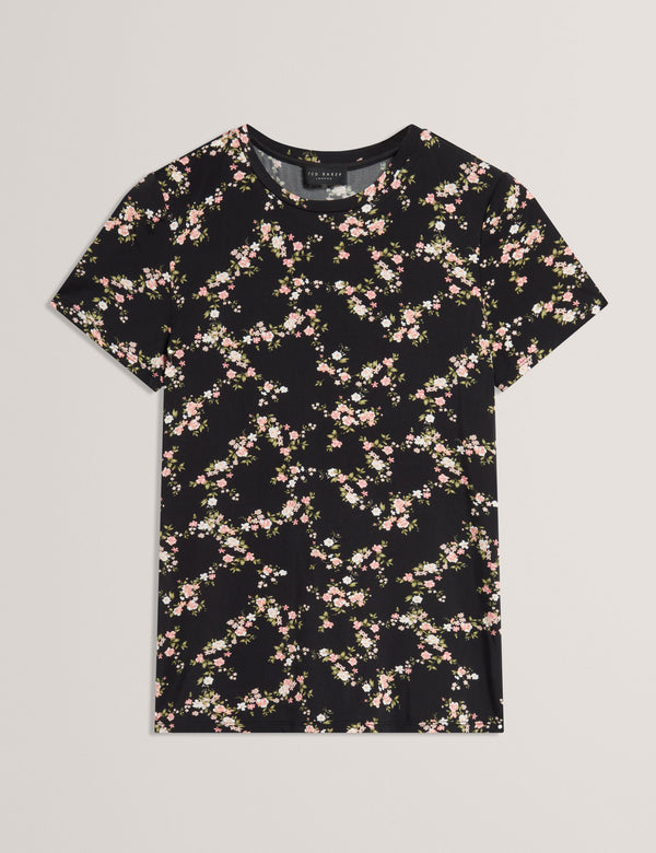 ALLOVER FLORAL T-SHIRT | BLACK