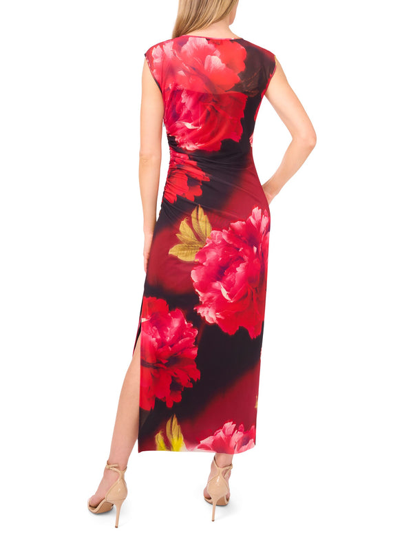 MESH COLUMN DRESS | RED