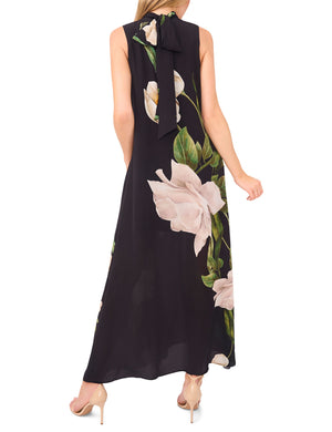 SLEEVELESS BOW TIE MAXI DRESS | BLACK