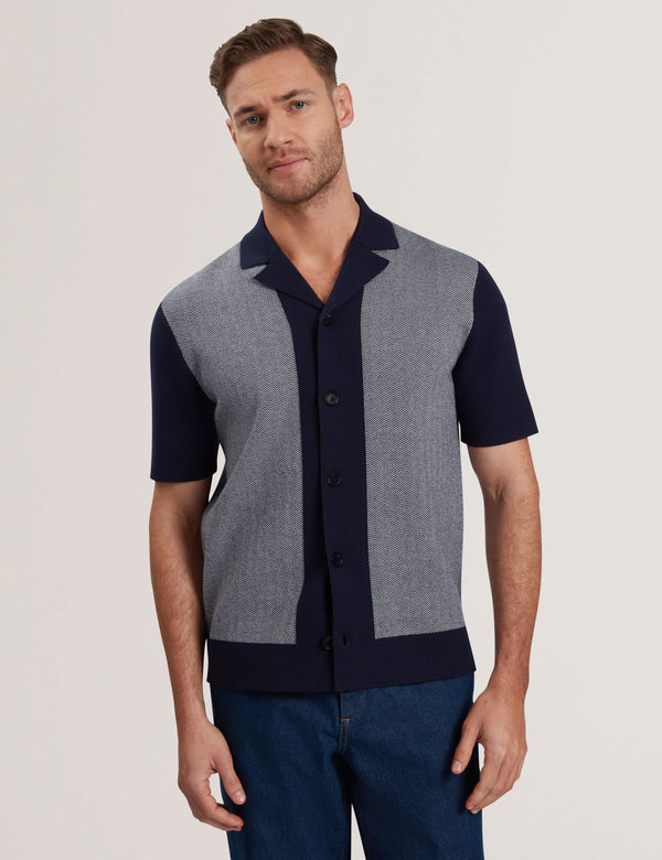 Ted Baker Herringbone Knit Colour Block Shirt