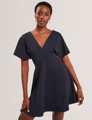 Ted Baker Flutter Sleeve V-Neck Jersey Skater Dress