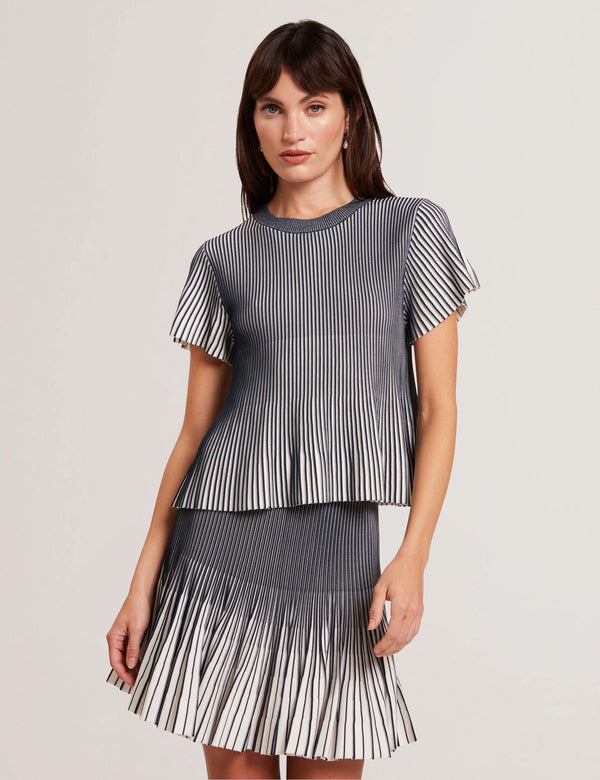 Ted Baker Textured Knit Fluted Short Sleeve Top