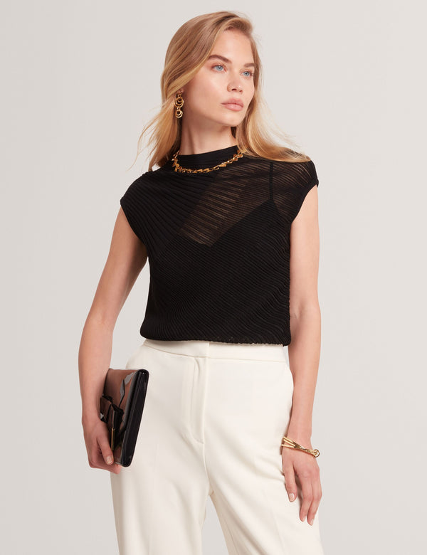 Ted Baker Sheer Panel Textured Knit Top
