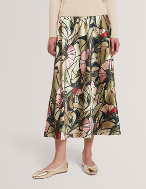 Ted Baker Mirrored Print Satin Midi Full Skirt