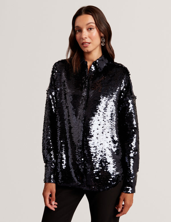 Ted Baker Sequined Oversized Longline Shirt