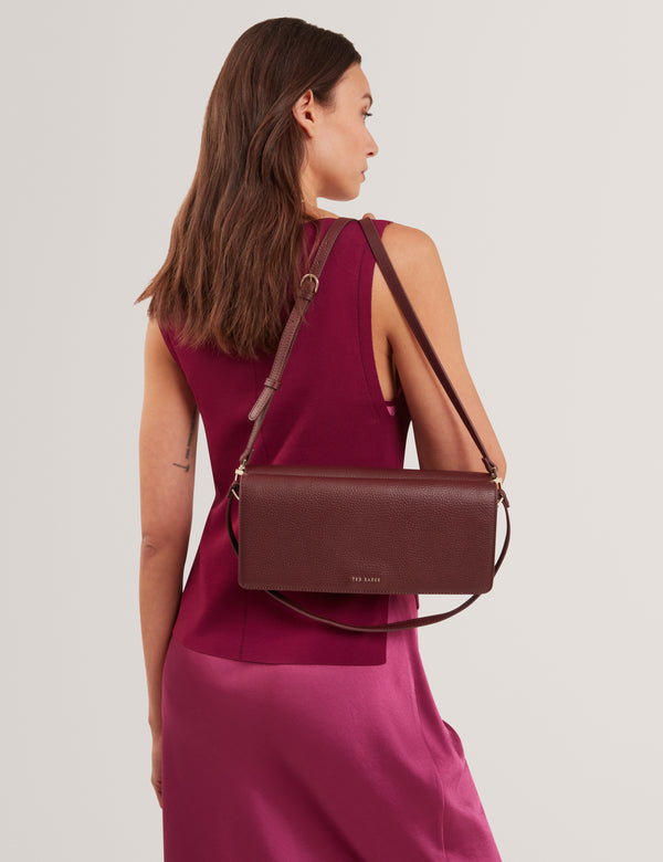 Ted Baker Leather Fold-Over Baguette Shoulder Bag
