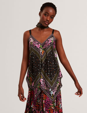 Ted Baker Scarf Print Handkerchief Hem Cami Top