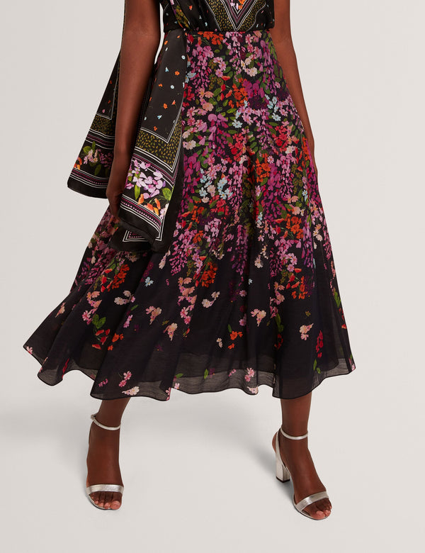 Ted Baker Scattered Floral Woven A-Line Midi Skirt
