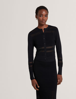 Ted Baker Sheer Panel Knit Slim Fit Cardigan