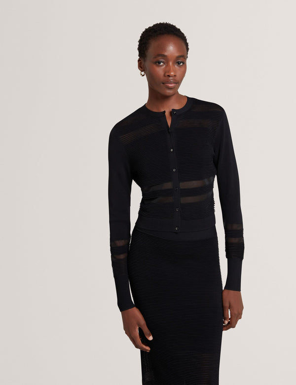 Ted Baker Sheer Panel Knit Slim Fit Cardigan