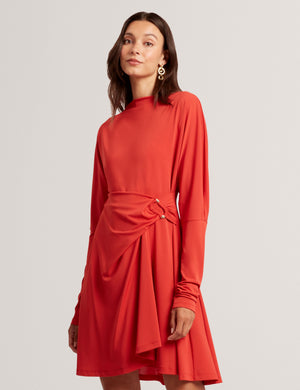 Ted Baker Wrapover Long Sleeve Jersey Mini Dress