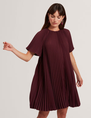 Ted Baker Pleated Short Sleeve A-Line Mini Dress