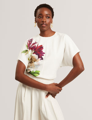 Ted Baker Floral Graphic Kimono Sleeve Hourglass Top