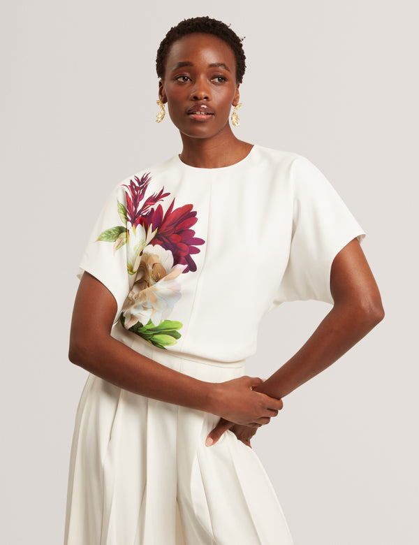 Ted Baker Floral Graphic Kimono Sleeve Hourglass Top