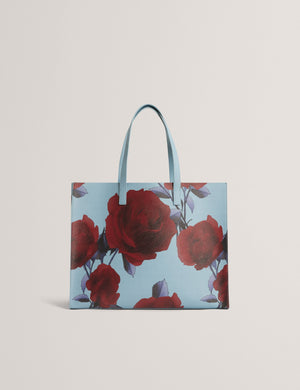 Ted Baker Rose Print PU Wide Icon Tote Bag