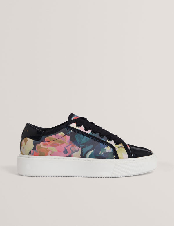 Ted Baker Floral Print Satin Platform Trainers