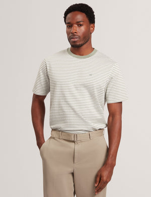 Ted Baker Textural Stripe Crew Neck Cotton T-Shirt