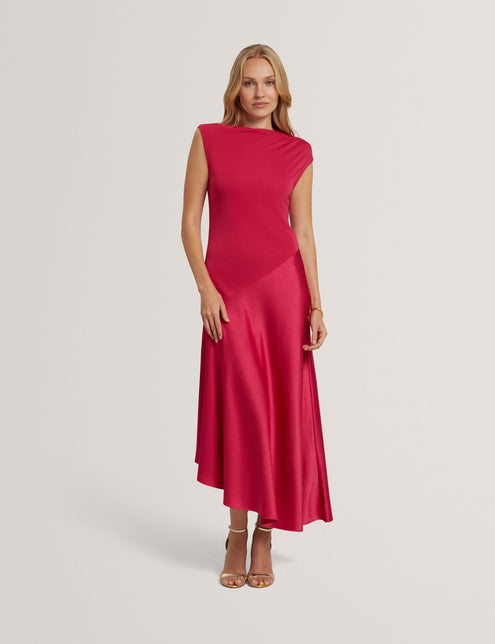 Ted Baker Asymmetric Satin Panel Midi Dress