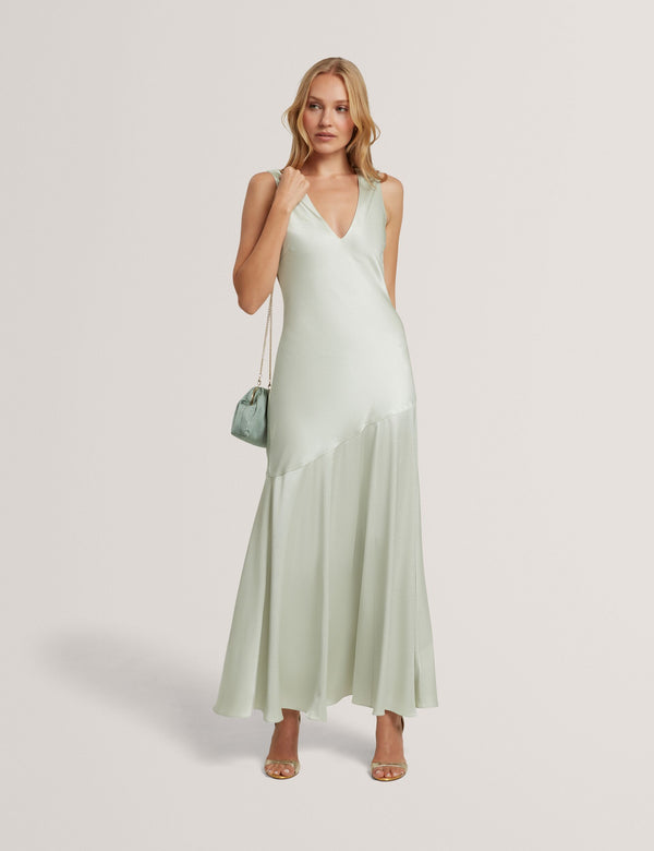Ted Baker Satin Sleeveless V-Neck Maxi Dress