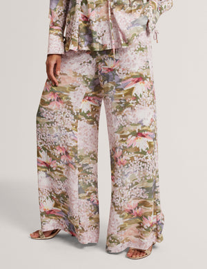 Ted Baker Lilypad Print Pull-On Wide Leg Trousers