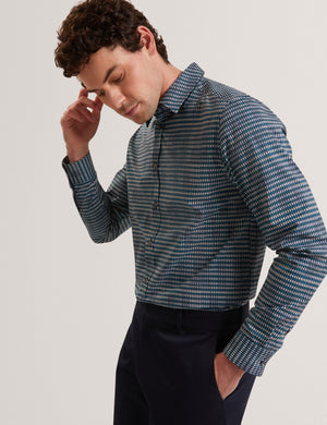 Ted Baker Blurred Check Cotton Long Sleeve Shirt
