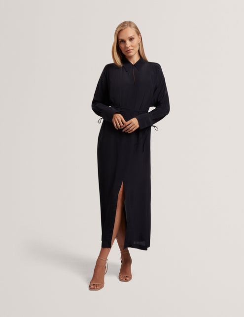 Ted Baker Tie Detail Crepe Midi Shirt Dress