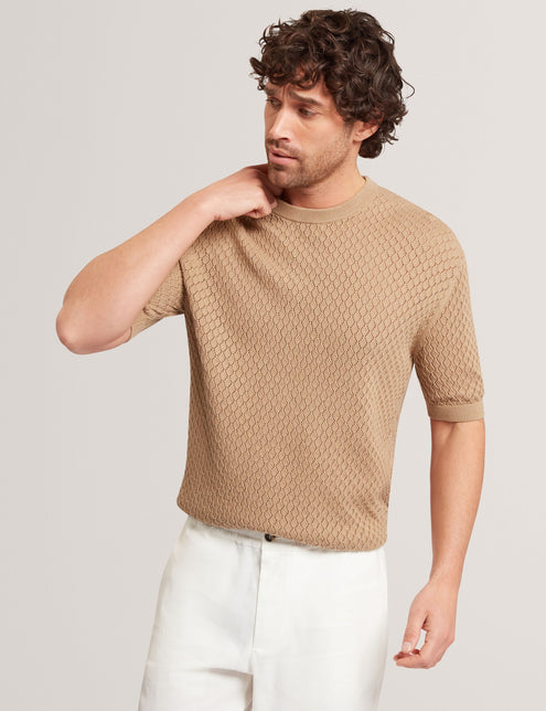 Ted Baker Diamond Crochet Knit Cotton T-Shirt