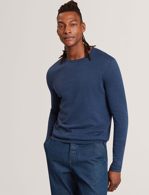 Ted Baker Rolled Edge Linen Blend Crew Neck Jumper