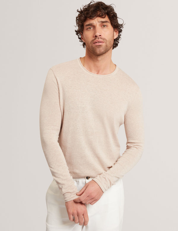 Ted Baker Rolled Edge Linen Blend Crew Neck Jumper