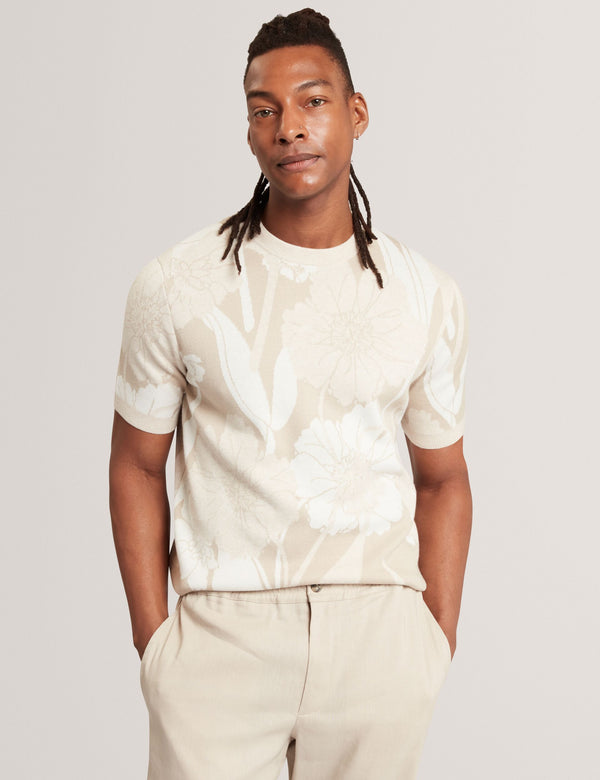 Ted Baker Jacquard Botanical Wool Blend T-Shirt