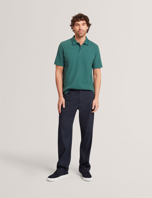 Ted Baker Stitched Rib Cotton Blend Short Sleeve Polo