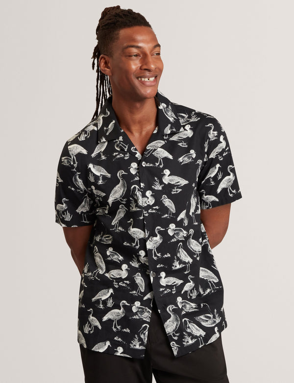 Ted Baker Duck Print Cotton Short Sleeve Shirt