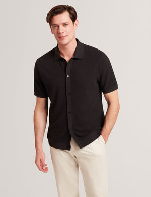 Ted Baker Textured Knit Button-Through Polo Shirt