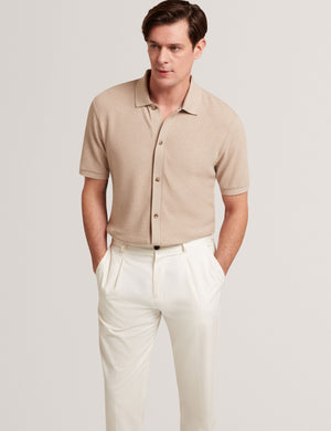 Ted Baker Textured Knit Button-Through Polo Shirt