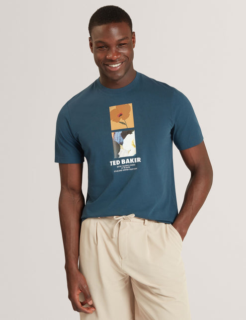 Ted Baker Floral Double Graphic Cotton T-Shirt