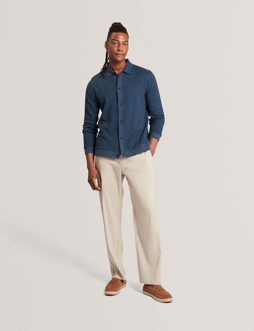 Ted Baker Long Sleeve Textured Button-Through Polo