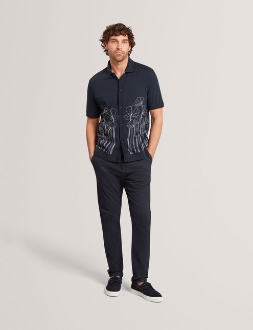 Ted Baker Embroidered Floral Pure Cotton Knit Shirt