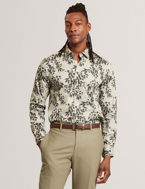 Ted Baker Foliage Print Cotton Long Sleeve Shirt