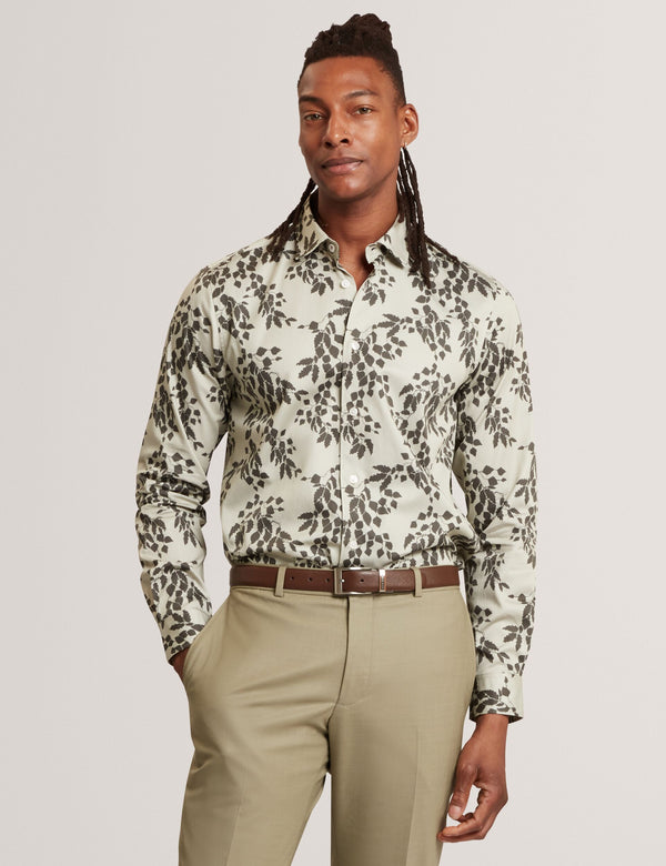 Ted Baker Foliage Print Cotton Long Sleeve Shirt