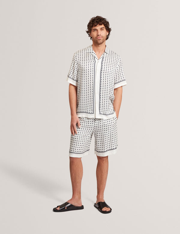 Ted Baker Geo Tile Print Relaxed Pull-On Shorts