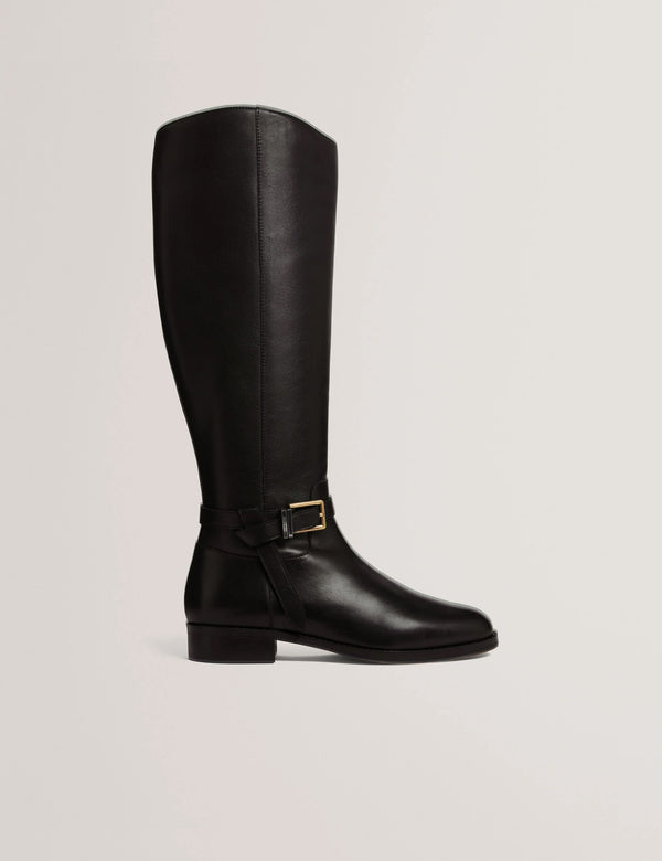 Ted Baker Belted Detail Flat Leather Riding Boots