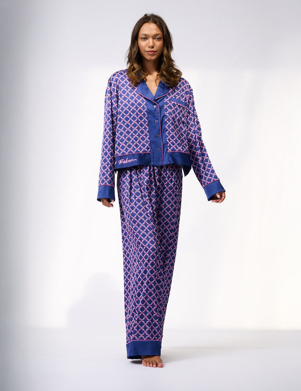 Ted Baker Diamond Print Satin Long Pyjama Set